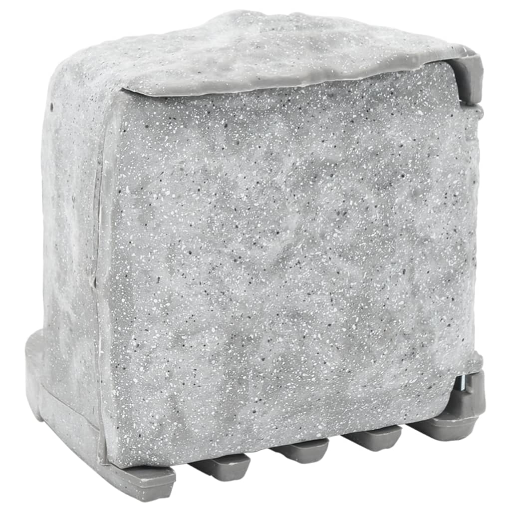 vidaXL Tuinstopcontact met grondpin 4-wegs steen-look grijs