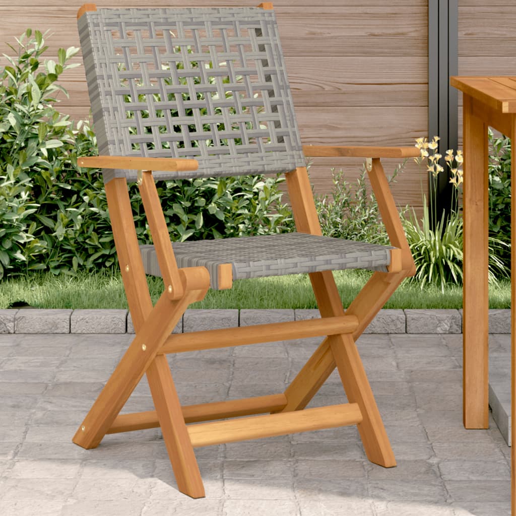 vidaXL Tuinstoelen 2 st massief acaciahout en poly rattan grijs