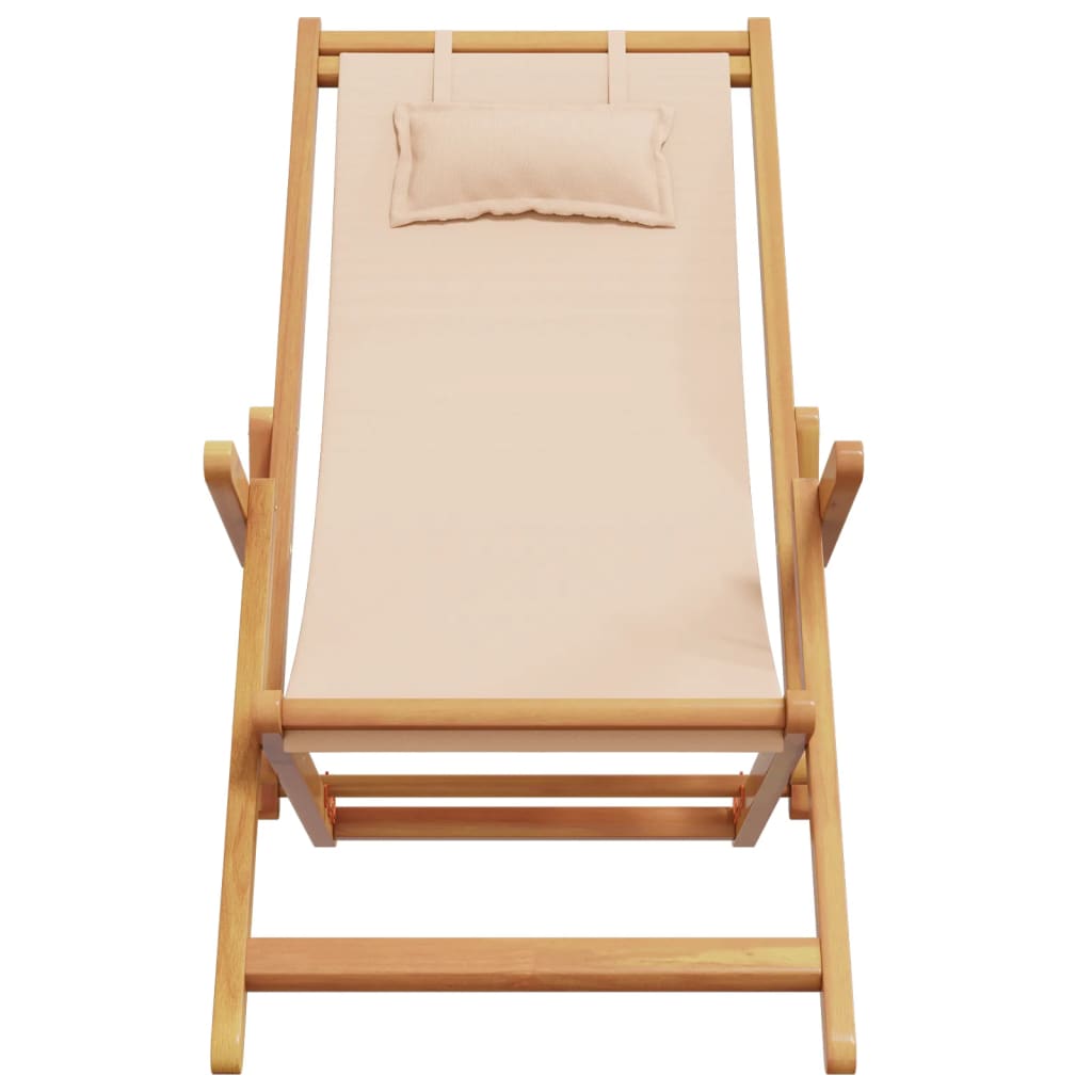 vidaXL Strandstroelen 2 st inklapbaar stof en massief hout beige