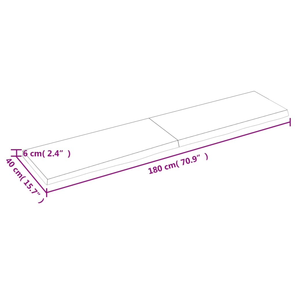 vidaXL Tafelblad 180x40x(2-6)cm behandeld eikenhout donkerbruin