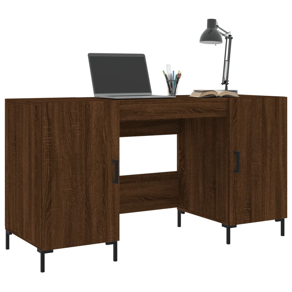 vidaXL Bureau 140x50x75 cm bewerkt hout bruin eikenkleur