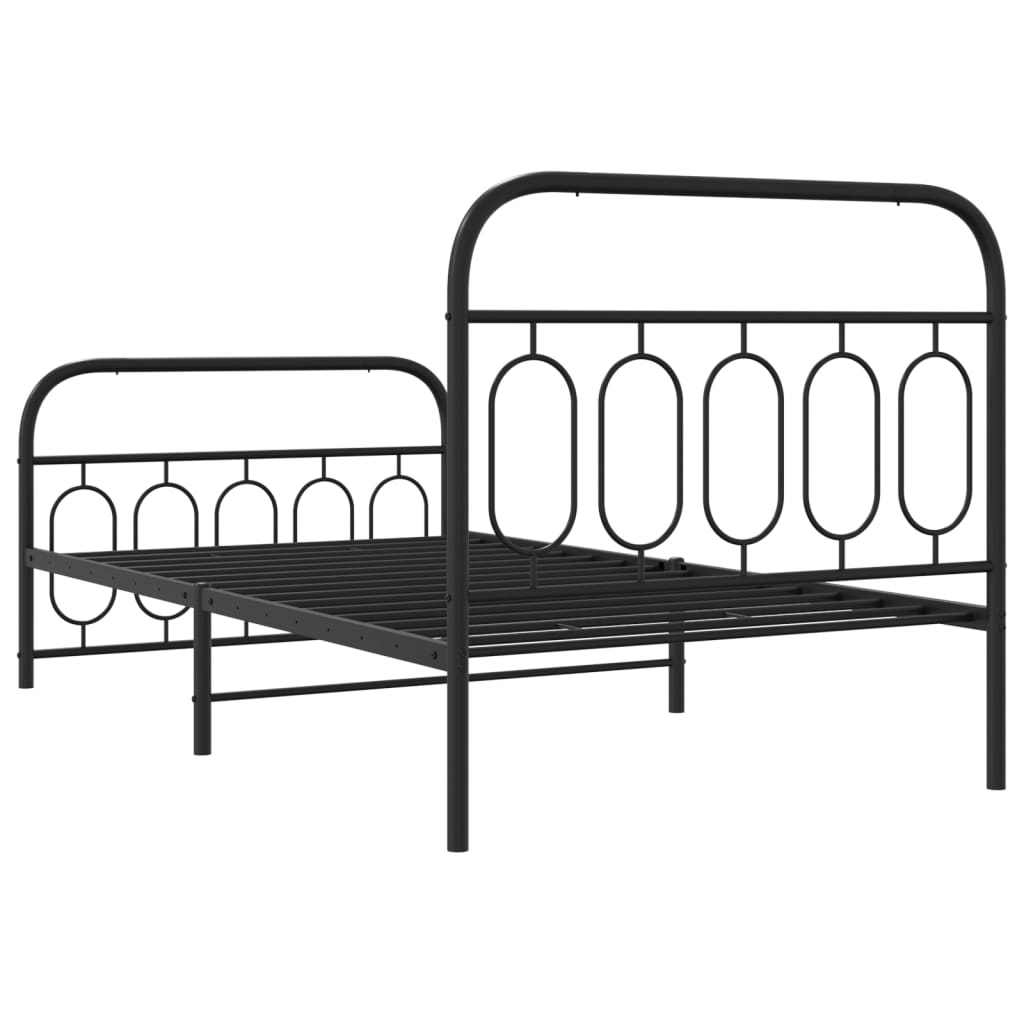 vidaXL Bedframe met hoofd- en voeteneinde metaal zwart 100x200 cm