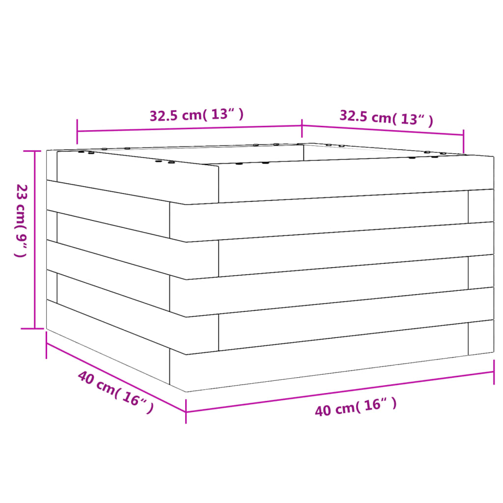 vidaXL Plantenbak 40x40x23 cm massief grenenhout