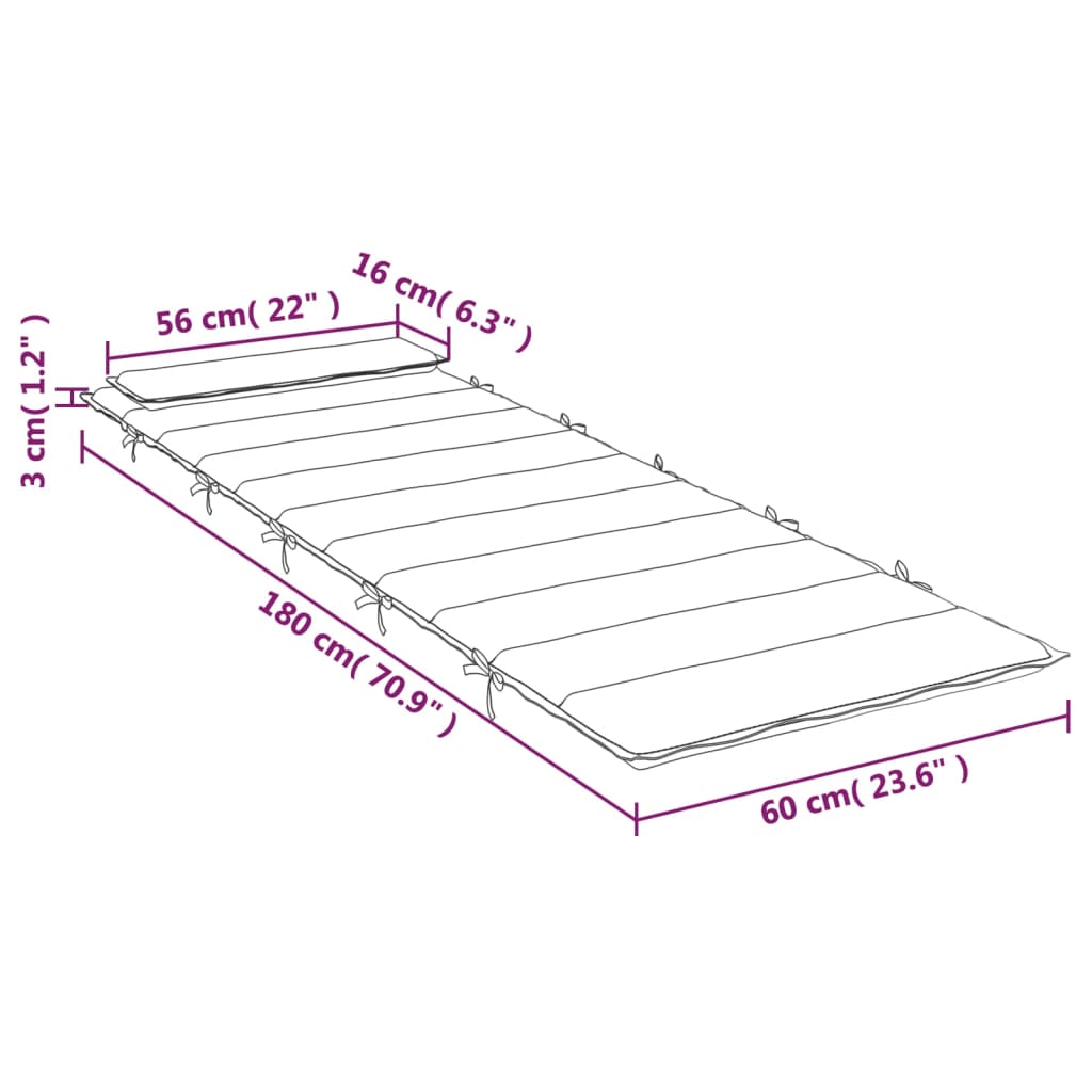 vidaXL Ligbedkussen 180x60x3 cm oxford stof groen