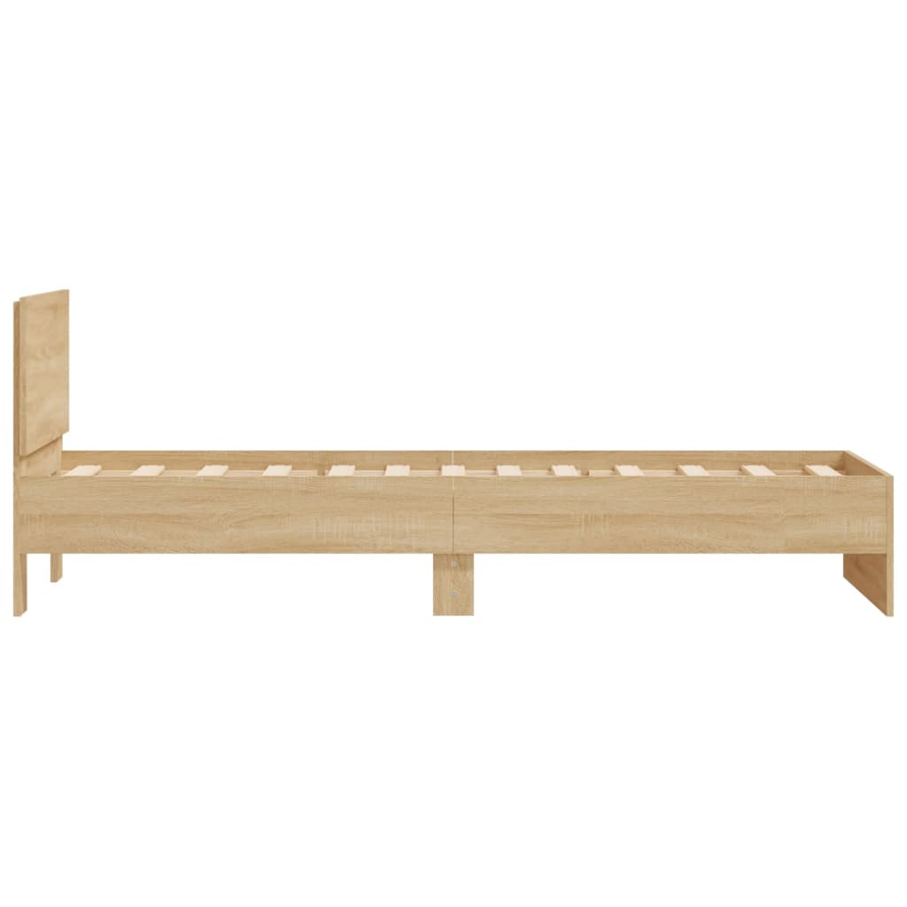 vidaXL Bedframe met hoofdeinde bewerkt hout sonoma eiken 100x200 cm