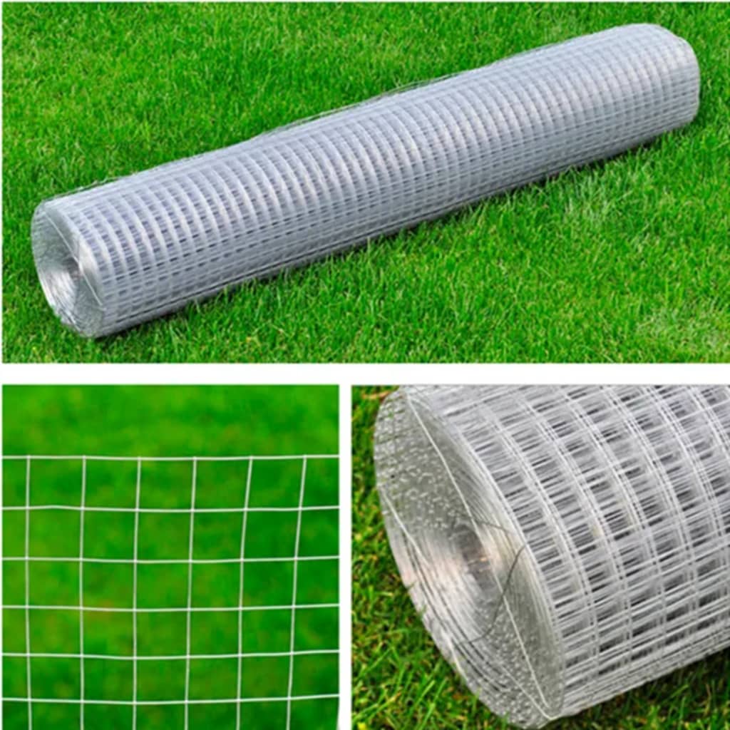 vidaXL Kippengaas 25x1 m staal met PVC coating grijs, draad, draad gaas, draadomheining, draden, draad gazen, draadomheiningen, rolgaas, rolgazen vidaXL Kippengaas 25x1 m staal met PVC coating grijs, draad, draad gaas, draadomheining, draden, draad gazen, draadomheiningen, rolgaas, rolgazen