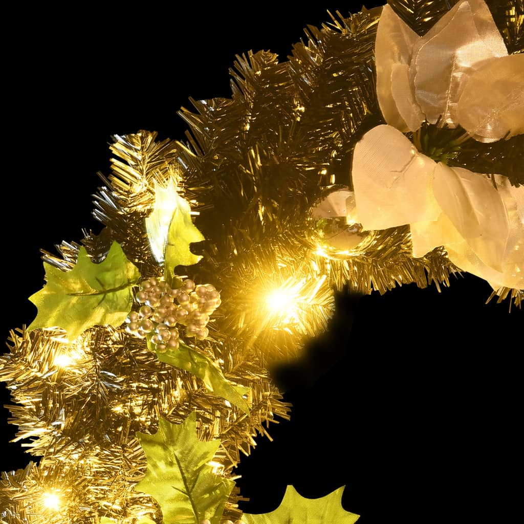 vidaXL Kerstkrans met LED-lampjes 60 cm PVC zwart
