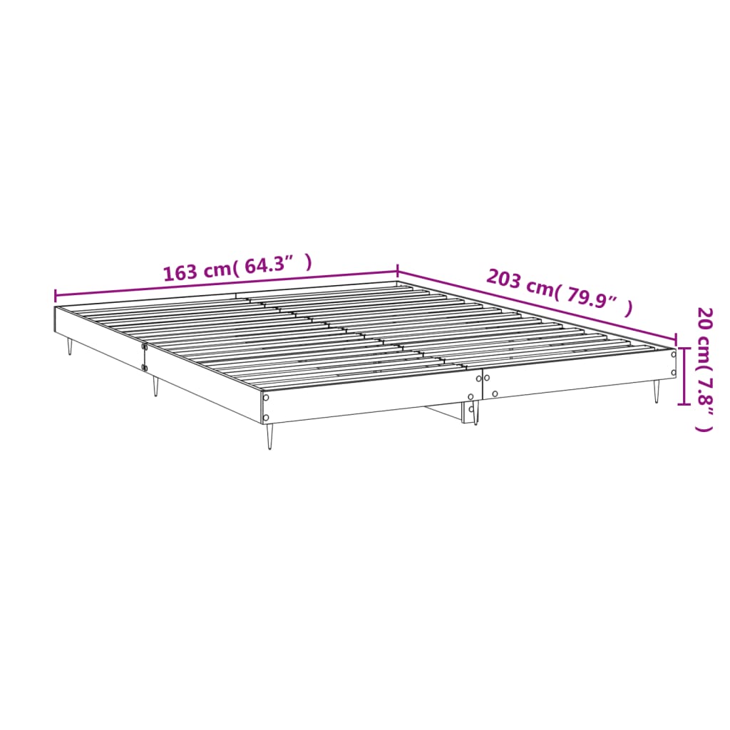 vidaXL Bedframe bewerkt hout bruin eikenkleur 160x200 cm