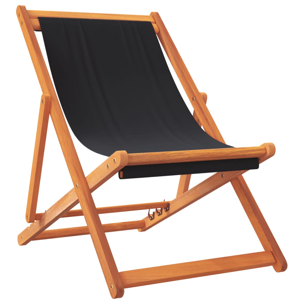 vidaXL Strandstoelen 2 st inklapbaar stof zwart