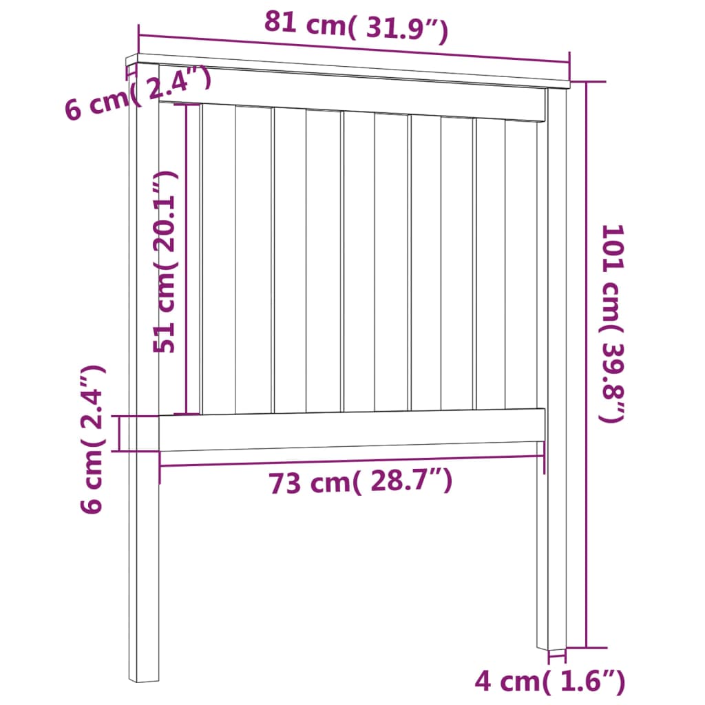 vidaXL Hoofdbord 81x6x101 cm massief grenenhout