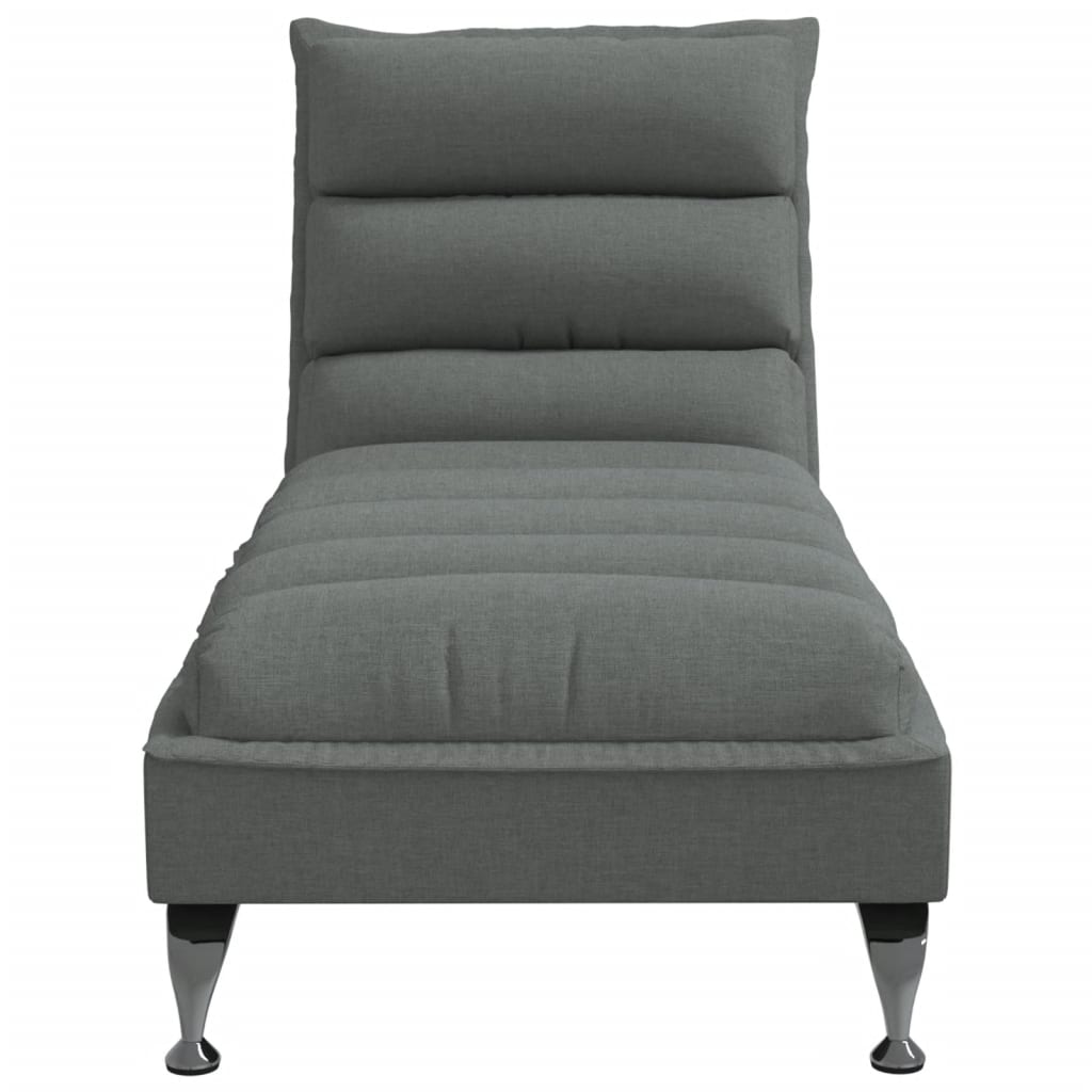 vidaXL Chaise longue met kussens stof donkergrijs