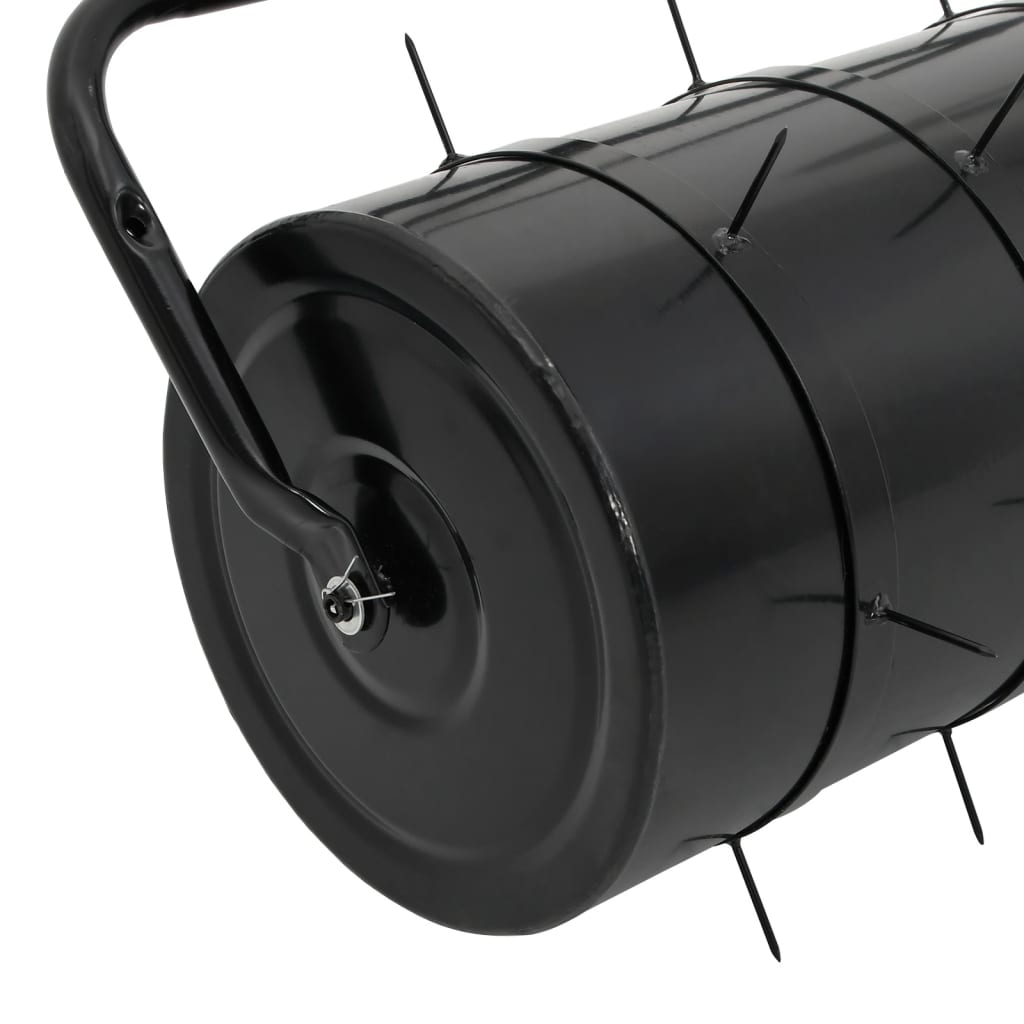vidaXL Gazonroller met beluchtingsklemmen 63 L ijzer en staal zwart