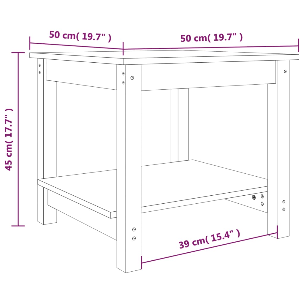 vidaXL Salontafel 50x50x45 cm massief grenenhout honingbruin