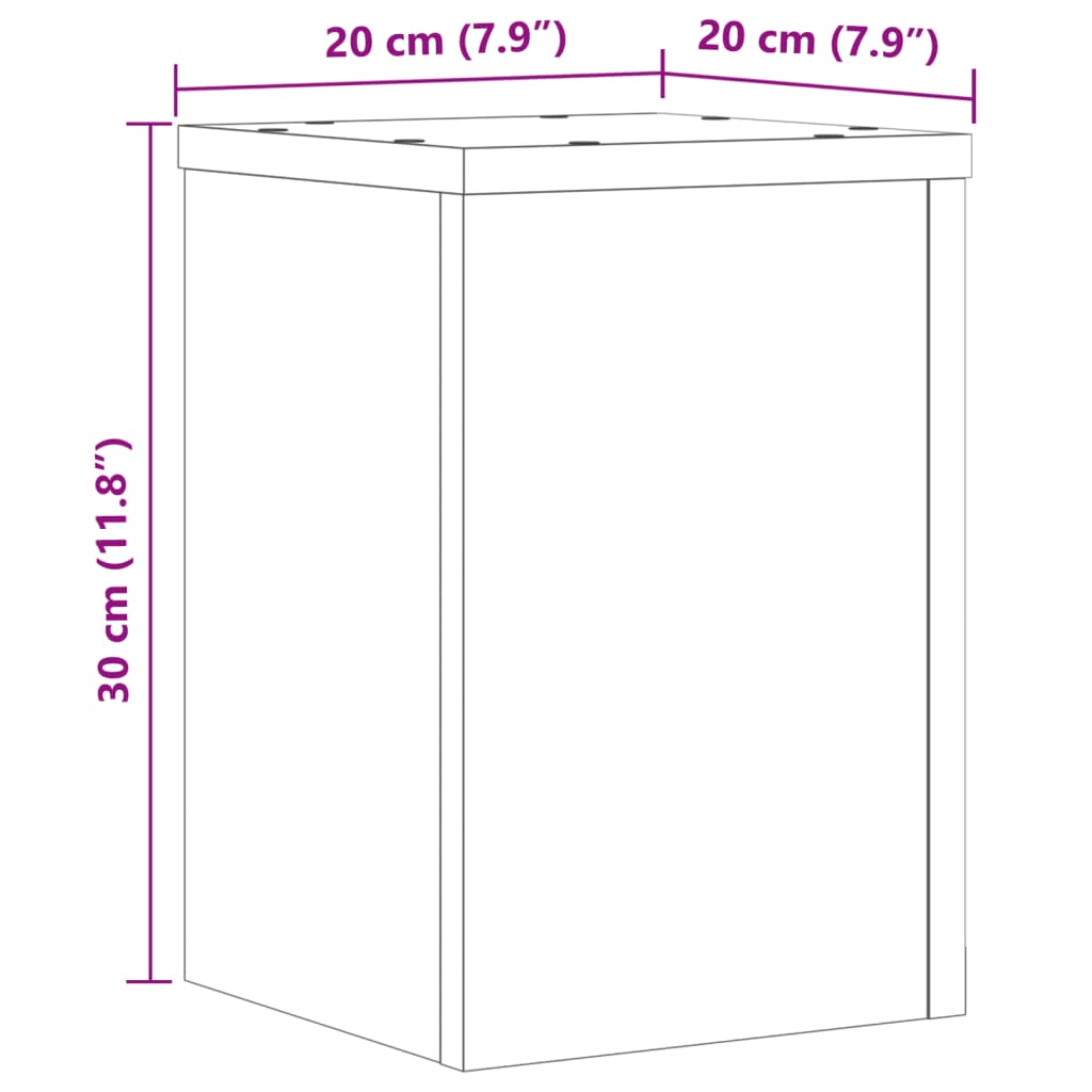 vidaXL Plantenstandaards 2 st 20x20x30 cm bewerkt hout betongrijs