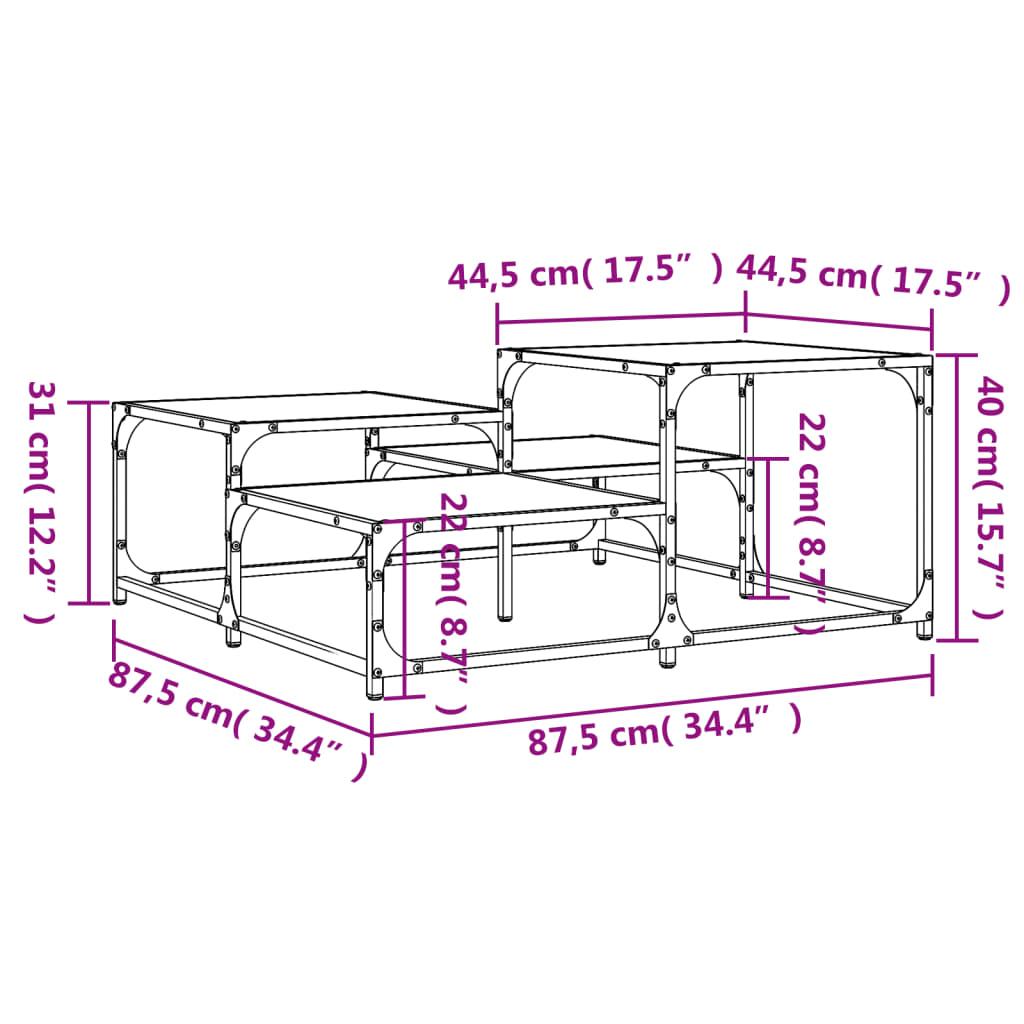 vidaXL Salontafel 87,5x87,5x40 cm bewerkt hout sonoma eikenkleurig