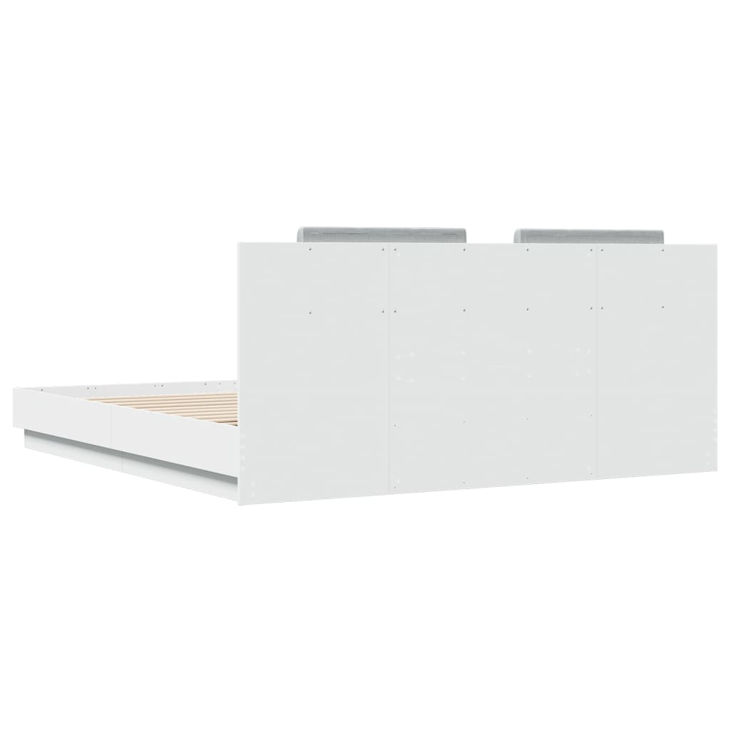 vidaXL Bedframe met hoofdbord bewerkt hout wit 160x200 cm