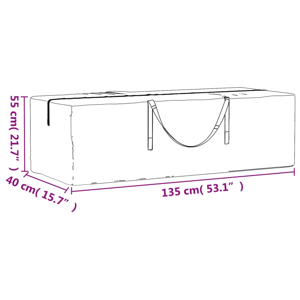 vidaXL Opbergtassen tuinkussens 2 st 135x40x55 cm polyetheen zwart