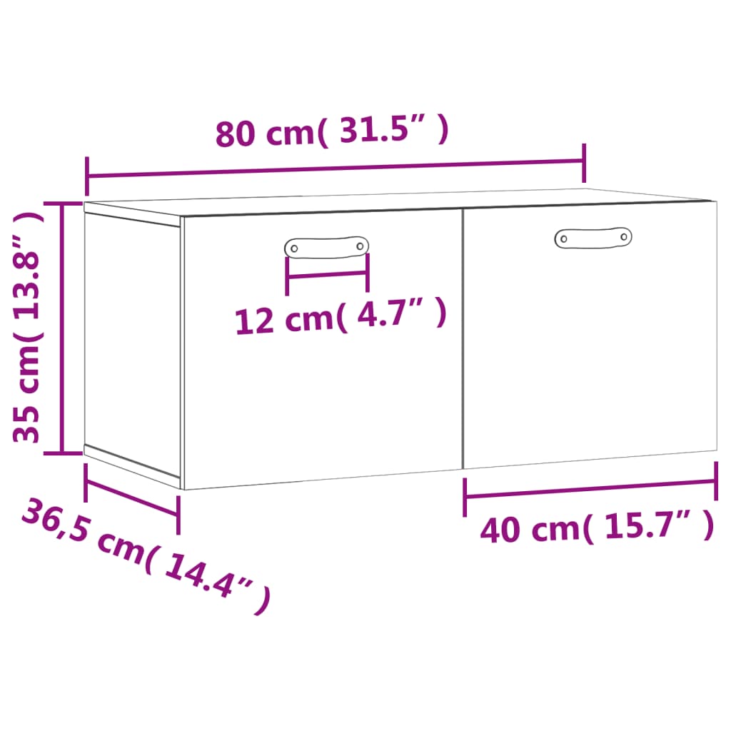 vidaXL Wandkast 80x36,5x35 cm bewerkt hout bruin eikenkleur