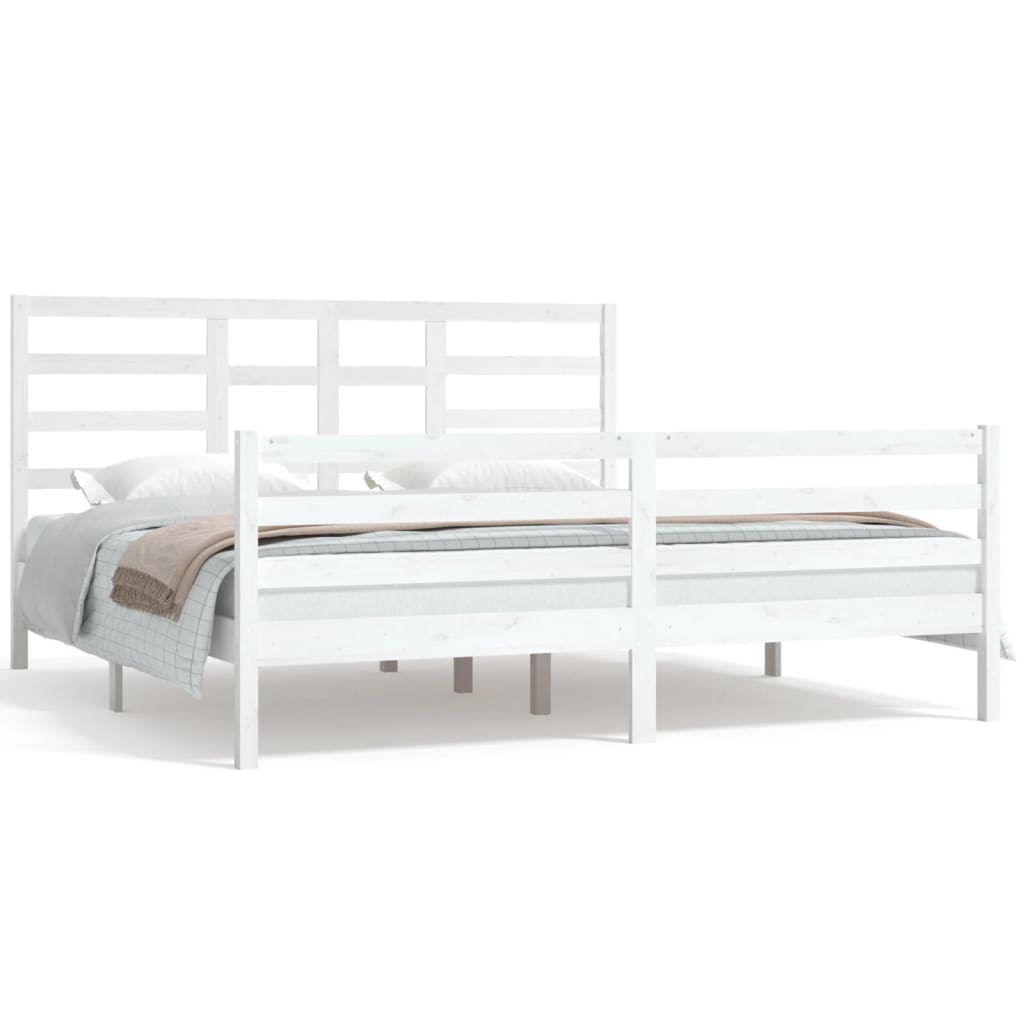 vidaXL Bedframe massief hout wit 180x200 cm