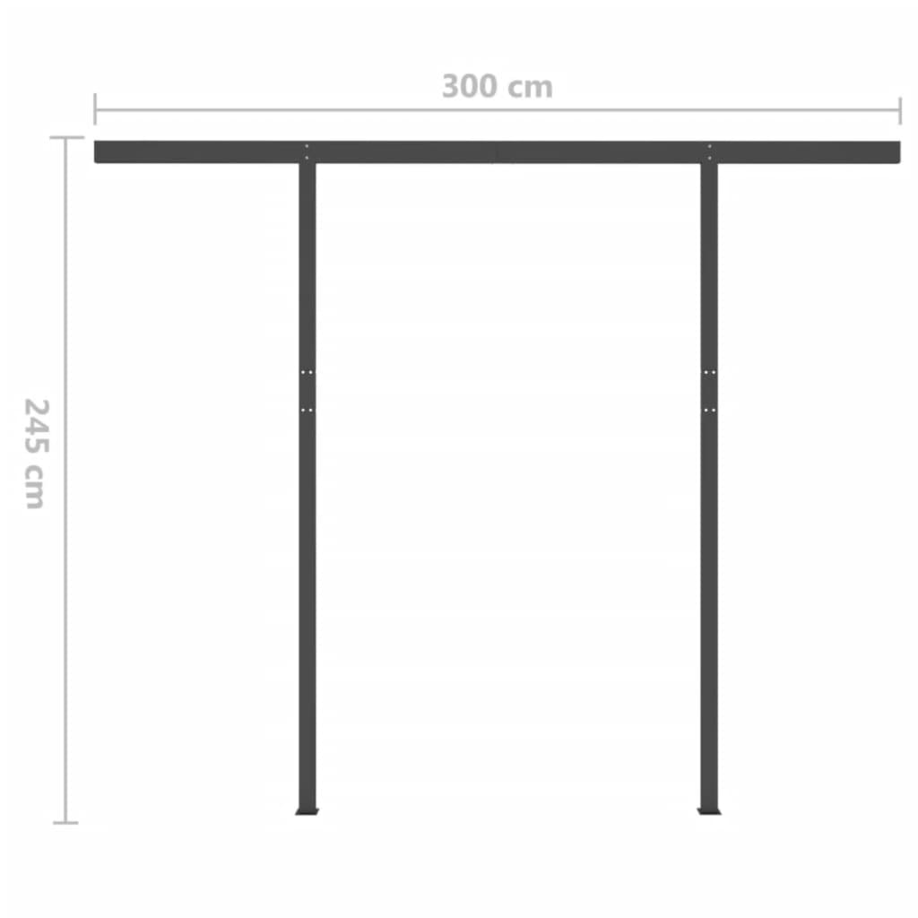 vidaXL Luifel handmatig uittrekbaar met palen 3,5x2,5 m blauw en wit