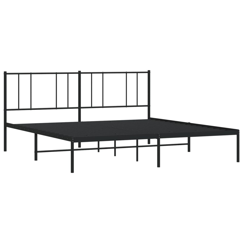 vidaXL Bedframe met hoofdbord metaal zwart 193x203 cm