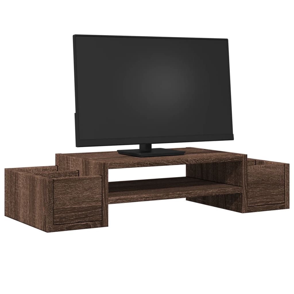 vidaXL Monitorstandaard met opbergruimte 70x27x15 cm hout bruin eiken