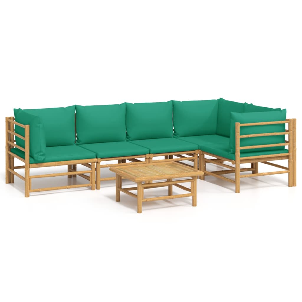 vidaXL 6-delige Loungeset met kussens bamboe groen