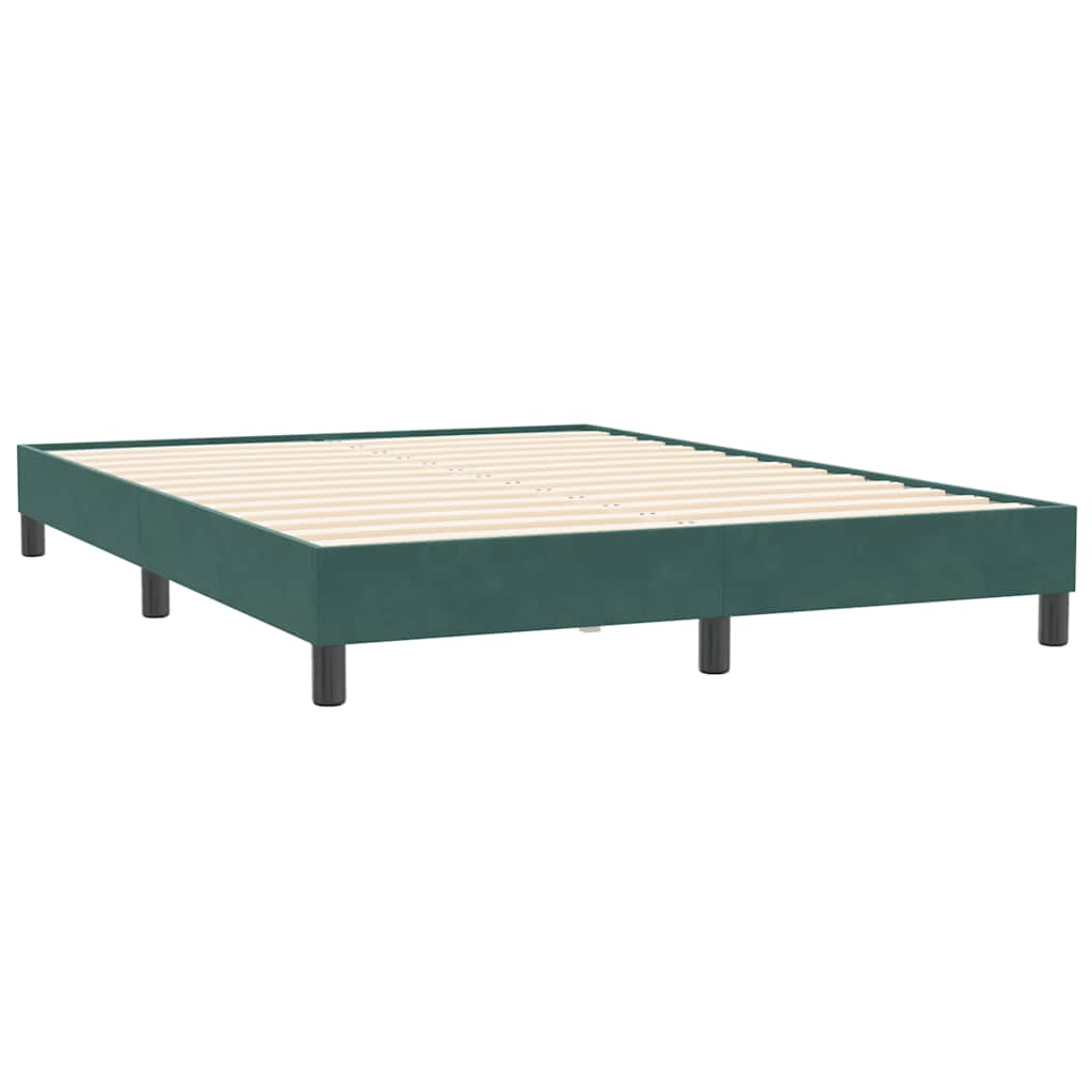 vidaXL Boxspring met matras fluweel donkergroen 140x210 cm