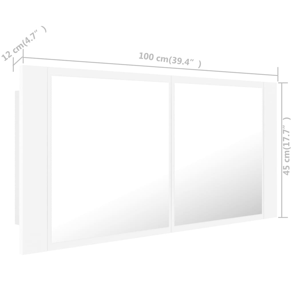vidaXL Badkamerkast met spiegel en LED 100x12x45 cm acryl wit