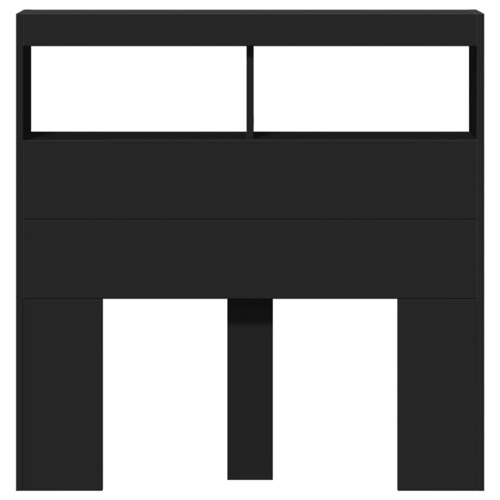 vidaXL Hoofdbordkast met LED-verlichting 100x17x102 cm zwart