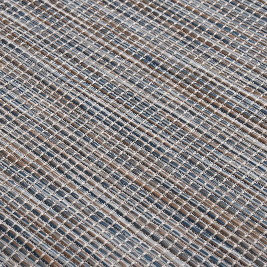 vidaXL Buitenkleed platgeweven 140x200 cm bruin en blauw