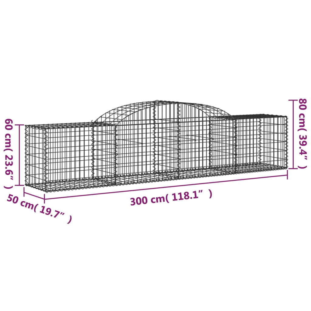 vidaXL Schanskorven 9 st gewelfd 300x50x60/80 cm gegalvaniseerd ijzer