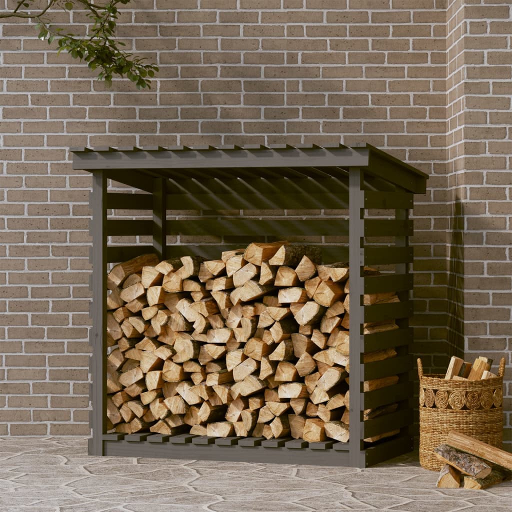 vidaXL Haardhoutrek 108x73x108 cm massief grenenhout grijs