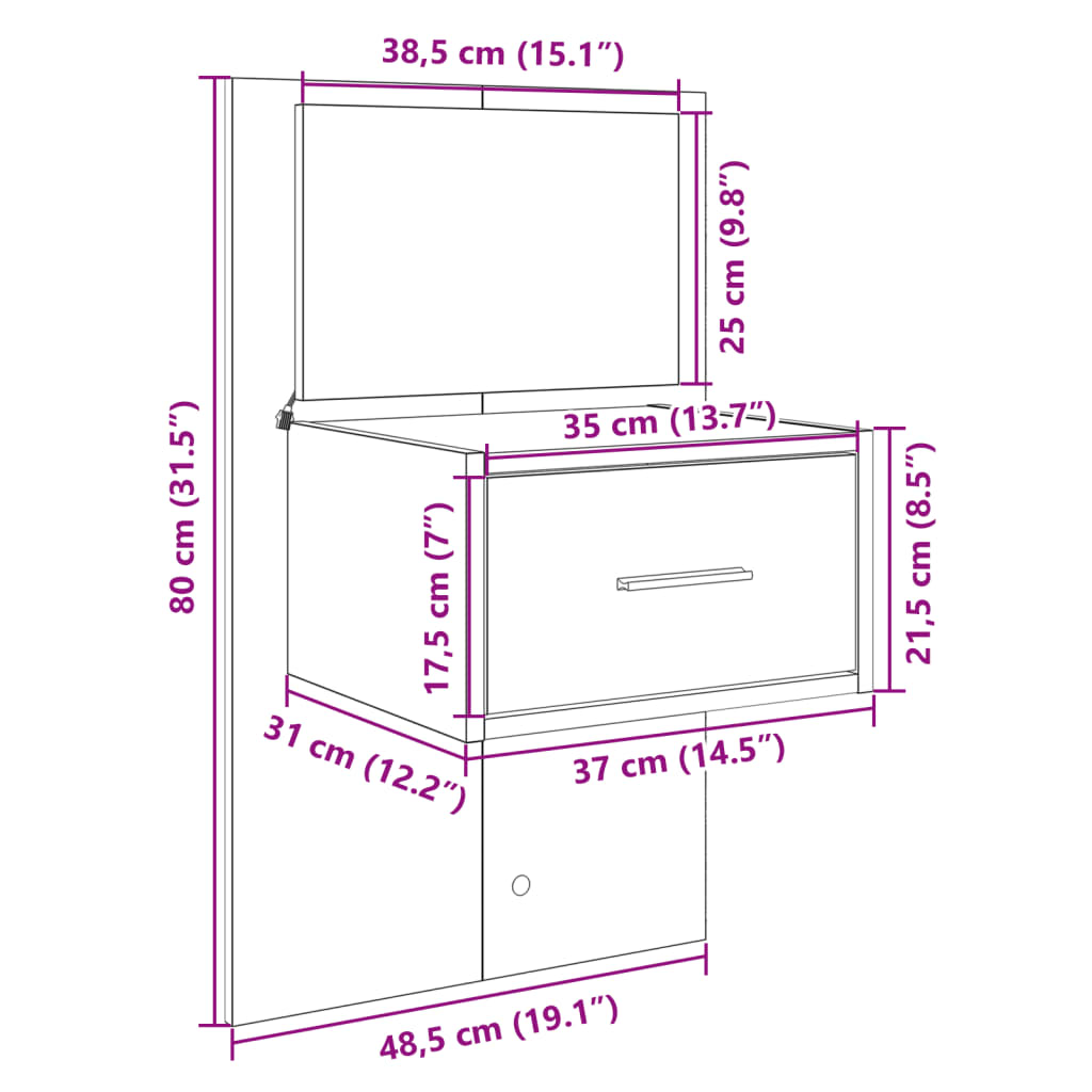 vidaXL Hoofdbord met kastjes 120 cm bewerkt hout bruin eikenkleurig