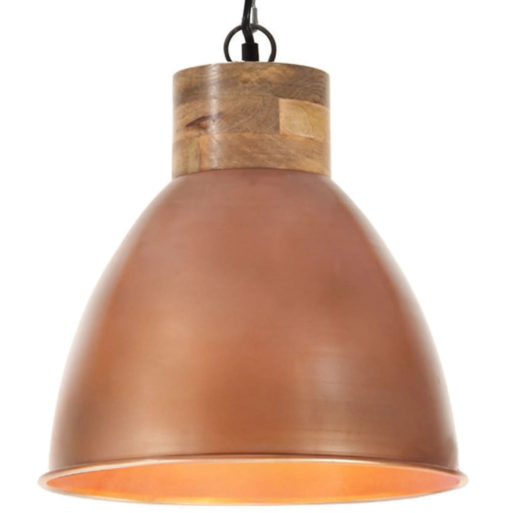 vidaXL Hanglamp industrieel E27 35 cm ijzer en massief hout koperkleur