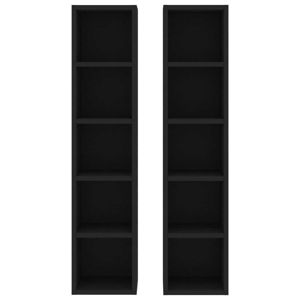 vidaXL Cd-kasten 2 st 21x16x93,5 spaanplaat zwart