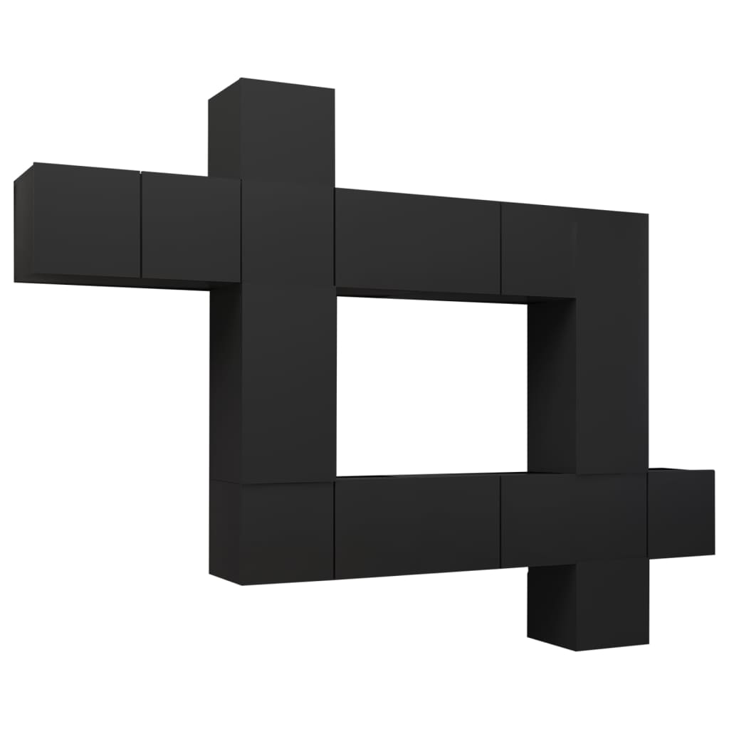 vidaXL 10-delige Tv-meubelset bewerkt hout zwart