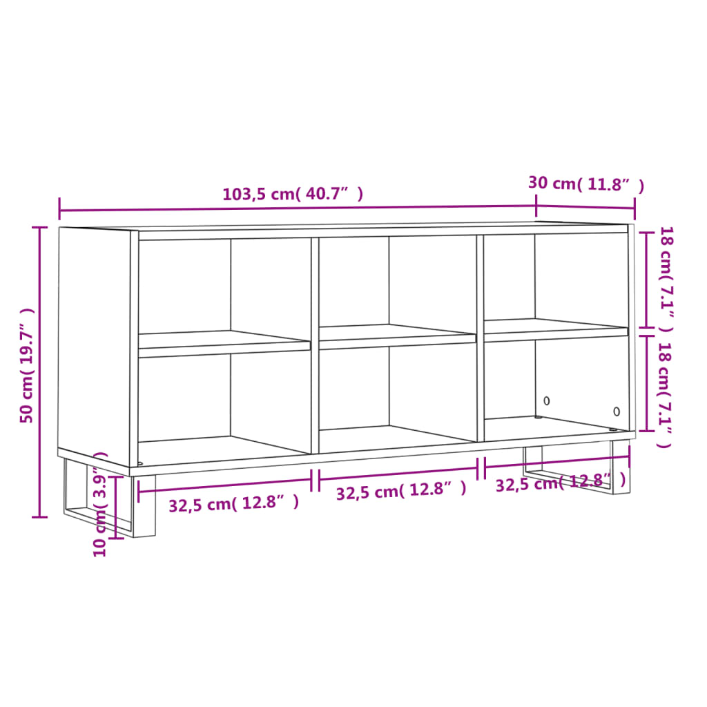 vidaXL Tv-meubel 103,5x30x50 cm bewerkt hout betongrijs