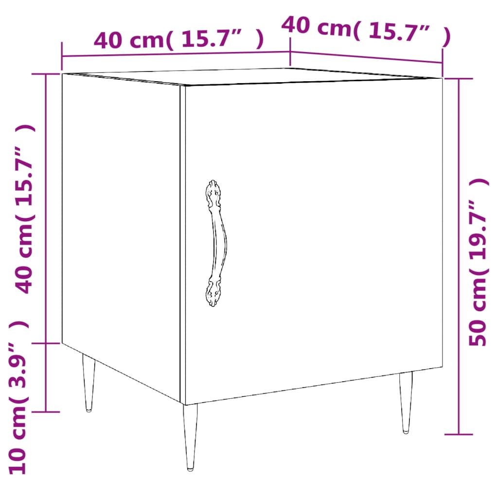 vidaXL Nachtkastjes 2 st 40x40x50 cm bewerkt hout zwart