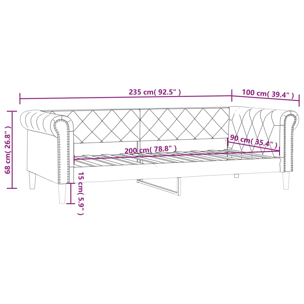 vidaXL Slaapbank 90x200 cm kunstleer crèmekleurig