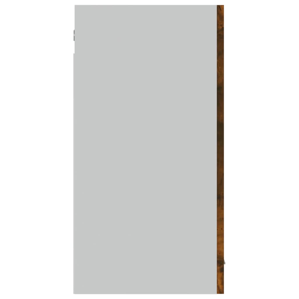vidaXL Wandkast hangend 80x31x60 cm glas en bewerkt hout gerookt eiken