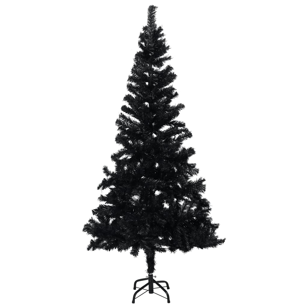 vidaXL Kunstkerstboom met verlichting en standaard 120 cm PVC zwart