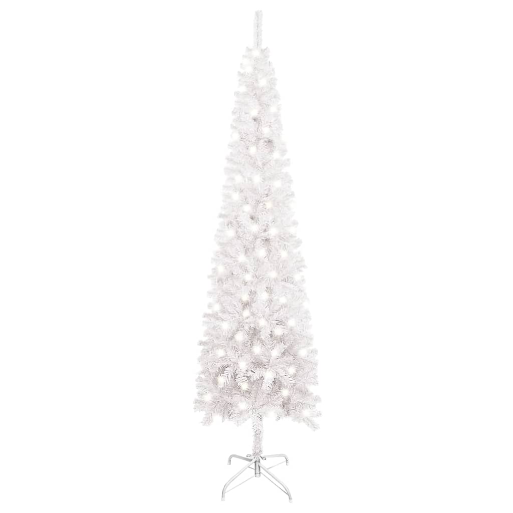 vidaXL Kerstboom met LED smal 180 cm wit