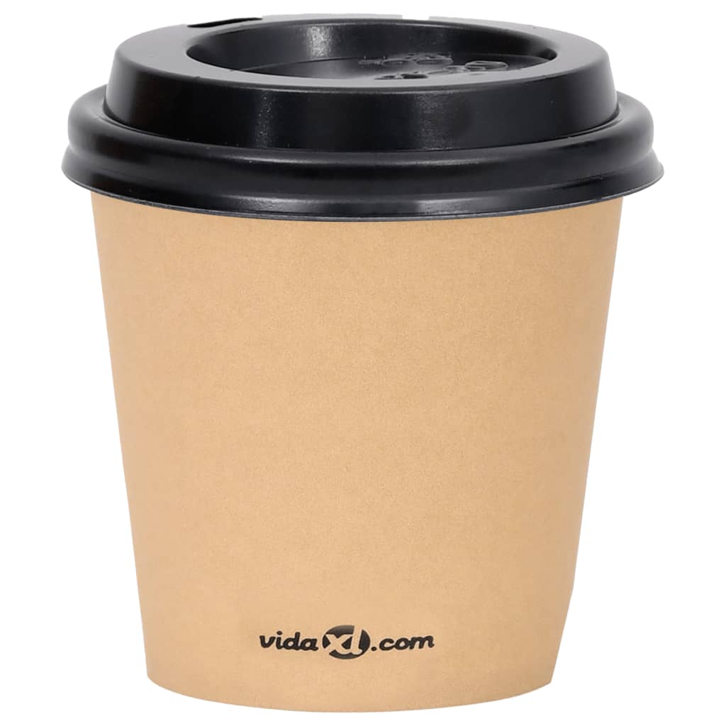 vidaXL 1000 st Koffiebekers met deksels 120 ml papier bruin