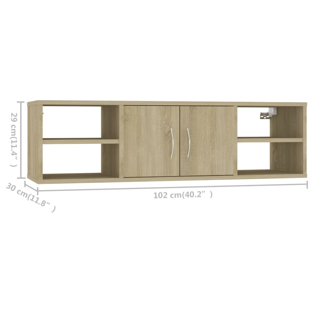 vidaXL Wandschap 102x30x29 cm bewerkt hout sonoma eikenkleurig