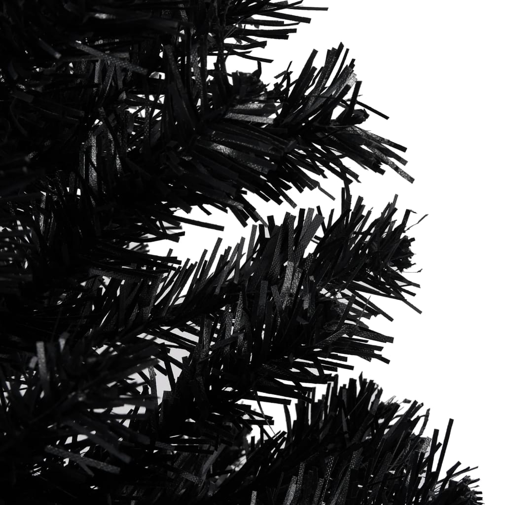 vidaXL Kunstkerstboom met verlichting en kerstballen 180 cm PVC zwart