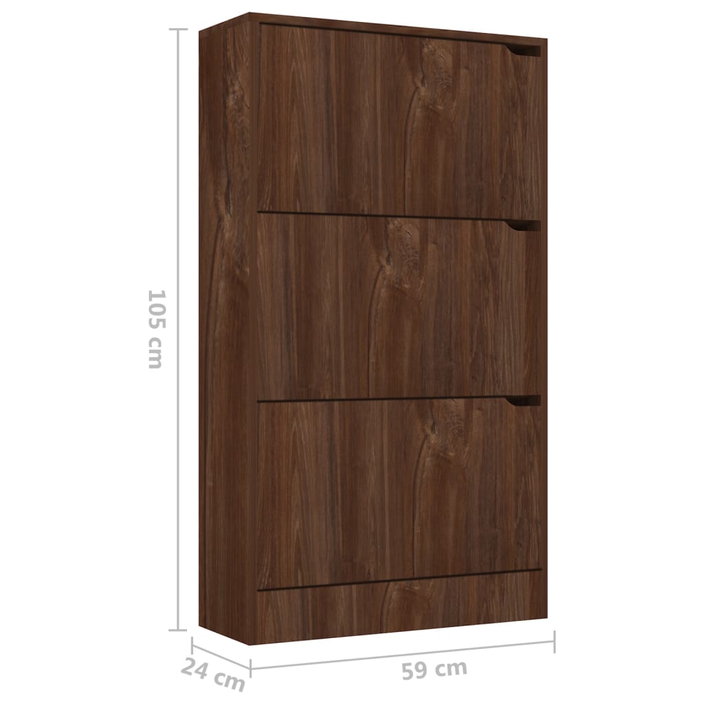 vidaXL Schoenenkast met 3 deuren 59x24x105 cm spaanplaat bruineiken