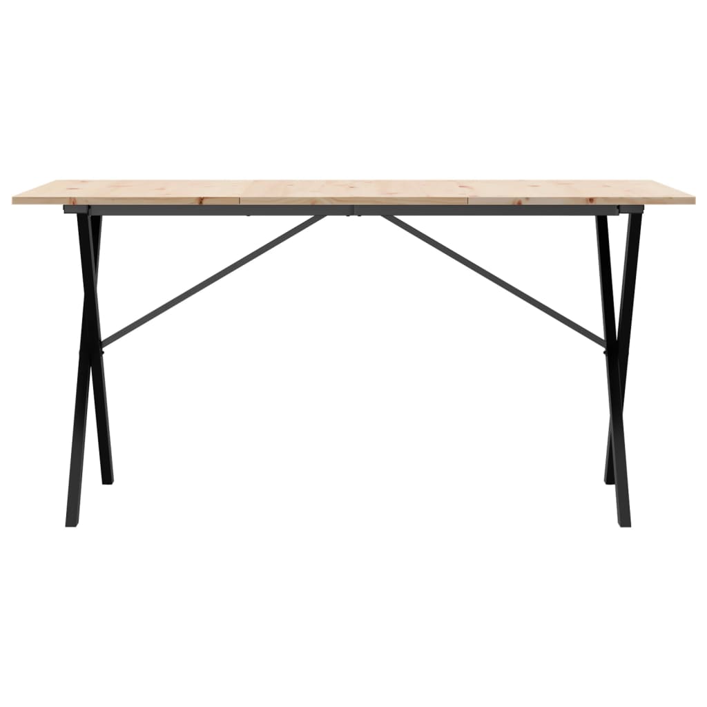 vidaXL Eettafel X-frame 140x80x75 cm massief grenenhout en gietijzer