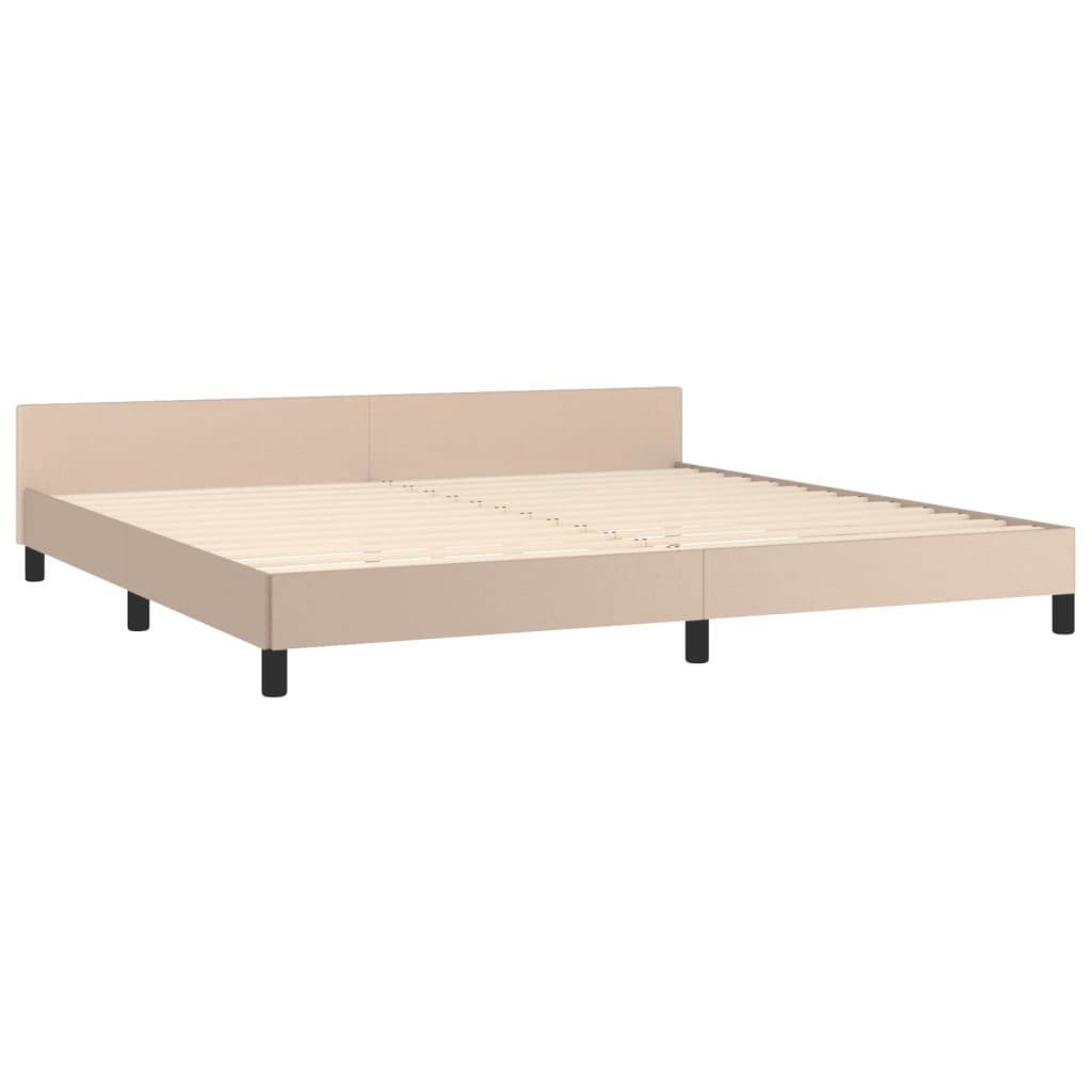 vidaXL Bedframe met hoofdbord kunstleer cappuccinokleurig 200x200 cm