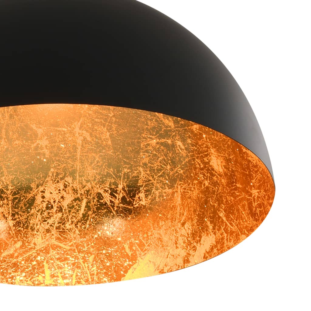vidaXL Plafondlampen 2 st halfrond E27 zwart en goudkleurig